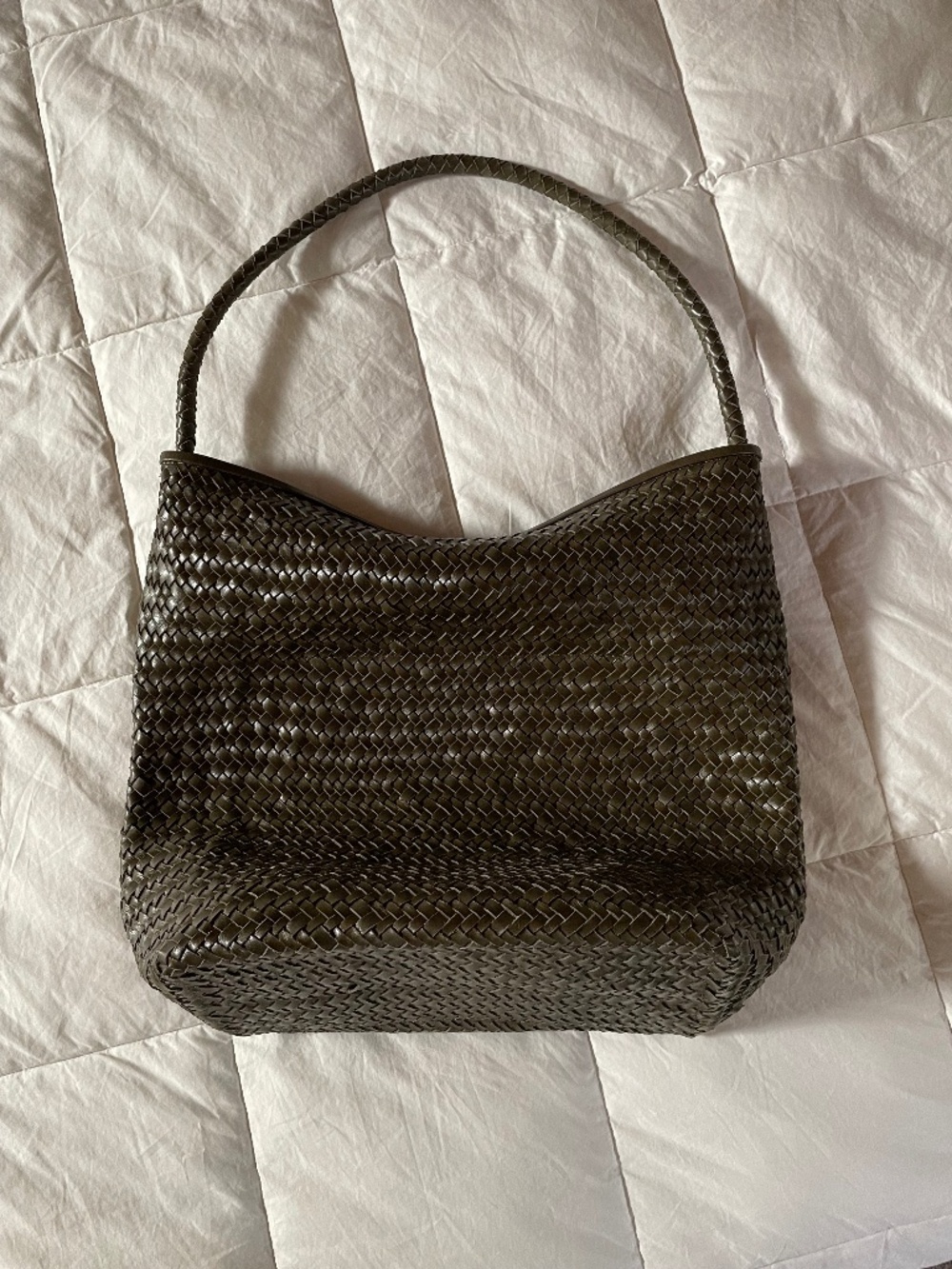 Madewell Signature Woven Bucket Bag in Faded Olive